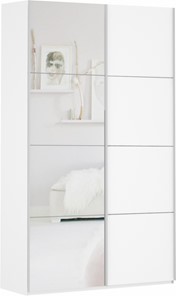 Шкаф 2-дверный Прайм (ДСП/Зеркало) 1200x570x2300, белый снег в Нефтеюганске