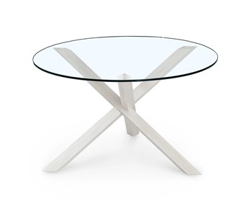 Круглый стол Оникс-3, Выбеленный дуб/Прозрачное стекло в Когалыме