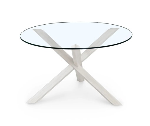 Круглый стол Оникс-3, Выбеленный дуб/Прозрачное стекло в Лангепасе - изображение