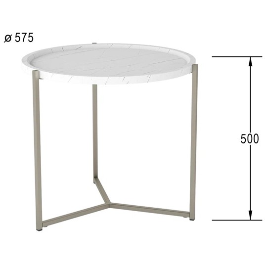 Журнальный круглый стол Бруно, белый мрамор/титан в Урае - изображение 5