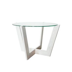 Стеклянный журнальный столик Оникс-10, Выбеленный дуб/Прозрачное стекло в Урае