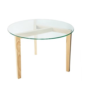 Круглый столик Оникс-7, Натуральный массив/Прозрачное стекло в Урае
