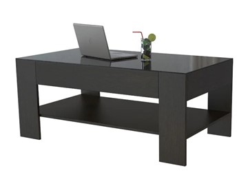 Журнальный стол Мебелик BeautyStyle-26 (венге-стекло черное) в Лангепасе