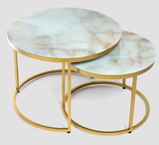 Стеклянный столик Дуэт, столешница в стекле опоры золото в Урае