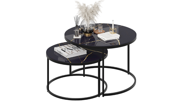 Журнальный столик Вега (Черный, Стекло Черный золото) в Радужном - изображение