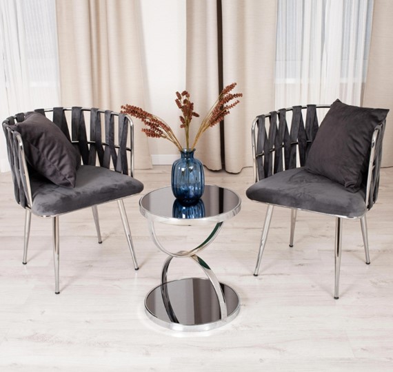 Кофейный столик GROTTO (mod. 9157) металл/дымчатое стекло, 42х42х50, хром в Нижневартовске - изображение 3