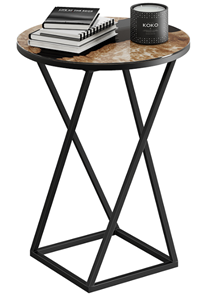 Круглый столик ДП 1-03-05 исп. 2 (Черный, Стекло с рисунком Слэб черный) в Урае
