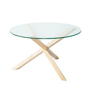 Круглый столик Оникс-3, Натуральный массив/Прозрачное стекло в Пыть-Яхе