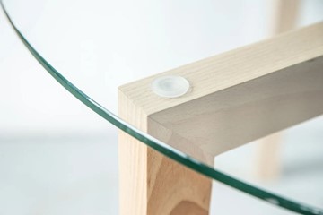 Круглый столик Оникс-7, Натуральный массив/Прозрачное стекло в Когалыме - предосмотр 5