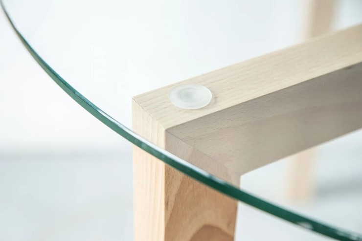 Круглый столик Оникс-7, Натуральный массив/Прозрачное стекло в Когалыме - изображение 5