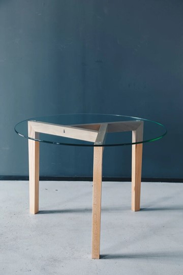 Круглый столик Оникс-7, Натуральный массив/Прозрачное стекло в Когалыме - изображение 2