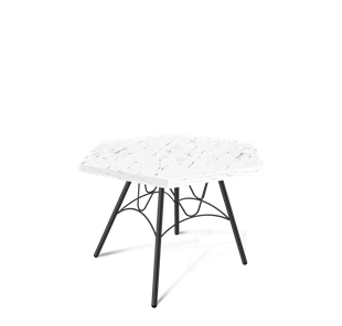 Шестигранный столик SHT-S100 / SHT-ТT20 60 ЛДСП (мрамор каррара белый/черный муар) в Когалыме