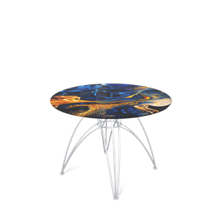 Круглый стол SHT-S112 / SHT-TT32 60 стекло/МДФ (синий сапфир/хром лак) в Лангепасе