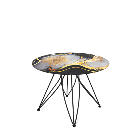 Столик круглый SHT-S113 / SHT-TT32 60 стекло/МДФ (черный алмаз/черный муар) в Когалыме - изображение