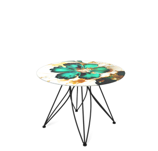 Круглый столик SHT-S113 / SHT-TT32 60 стекло/МДФ (малахитово зеленый/черный муар) в Урае