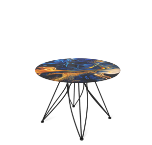 Круглый столик SHT-S113 / SHT-TT32 60 стекло/МДФ (синий сапфир/черный муар) в Лангепасе