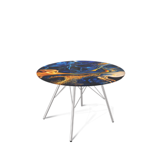 Круглый столик SHT-S37 / SHT-TT32 60 стекло/МДФ (синий сапфир/хром лак) в Лангепасе