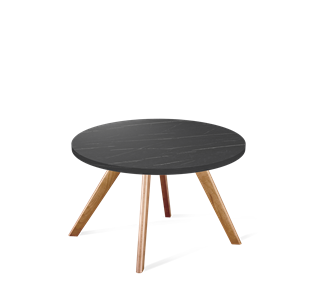 Круглый столик SHT-S39 / SHT-ТT 60 ЛДСП (камень пьетра гриджио черный/светлый орех) в Лангепасе