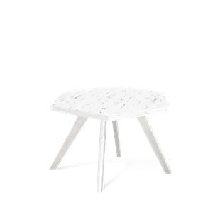 Шестигранный столик SHT-S39 / SHT-ТT20 60 ЛДСП (мрамор каррара белый/белый/патина серебро) в Лангепасе