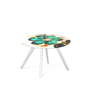 Круглый столик SHT-S39 / SHT-TT32 60 стекло/МДФ (малахитово зеленый/белый/патина серебро) в Лангепасе