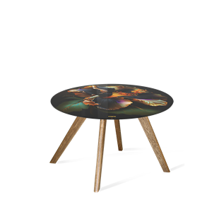 Круглый столик SHT-S39 / SHT-TT32 60 стекло/МДФ (ночной цветок/брашированный коричневый) в Лангепасе