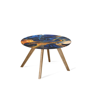 Круглый столик SHT-S39 / SHT-TT32 60 стекло/МДФ (синий сапфир/брашированный коричневый) в Югорске