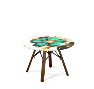 Круглый столик SHT-S70 / SHT-TT32 60 стекло/МДФ (малахитово зеленый/темный орех/черный муар) в Лангепасе