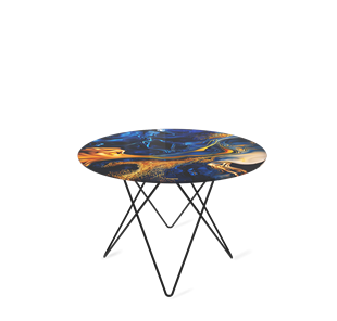 Столик круглый SHT-TU37 / SHT-TT32 60 стекло/МДФ (синий сапфир/черный муар) в Когалыме