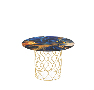 Стол круглый SHT-TU49 / SHT-TT32 60 стекло/МДФ (синий сапфир/золото) в Когалыме