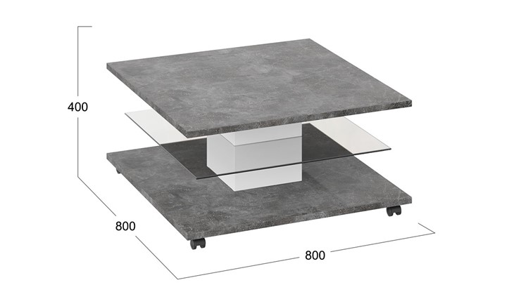 Квадратный столик Diamond тип 1 (Белый/Ателье темный глянец) в Советском - изображение 2