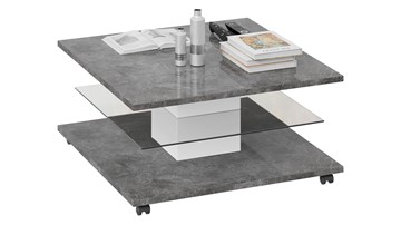 Квадратный столик Diamond тип 1 (Белый/Ателье темный глянец) в Нягани