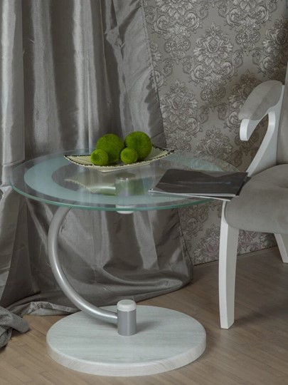 Стеклянный столик Дуэт 13Н (металлик-дуб дымчатый-прозр) в Пыть-Яхе - изображение 6