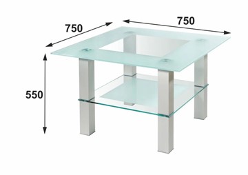 Журнальный столик Кристалл 1 (алюминий-прозрачное) в Лангепасе - предосмотр 1