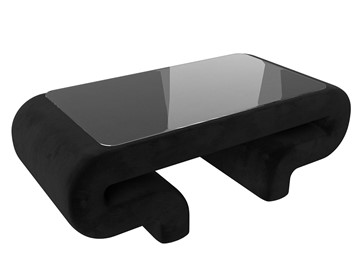 Стеклянный столик в зал Волна, черный (велюр) в Нижневартовске