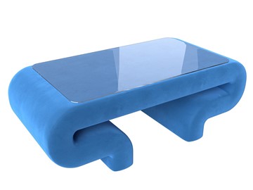 Стеклянный столик в гостиную Волна, голубой (велюр) в Когалыме