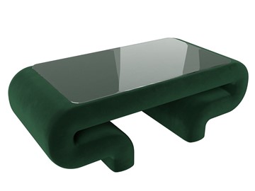 Стеклянный столик в гостиную Волна, зеленый (велюр) в Сургуте