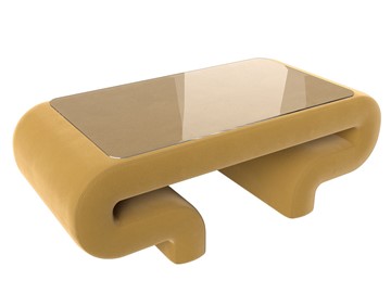 Стеклянный столик в гостиную Волна, желтый (микровельвет) в Нягани