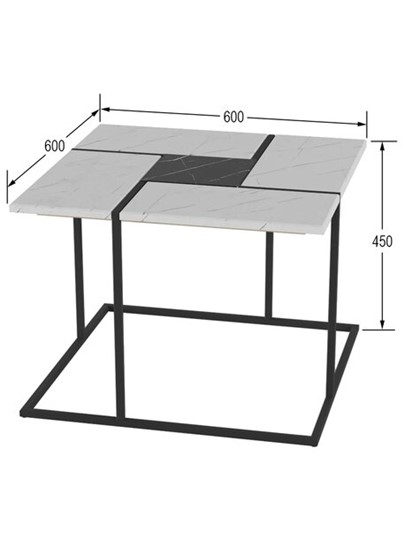 Журнальный столик Калифорния (белый мрамор-черный мрамор) в Урае - изображение 4
