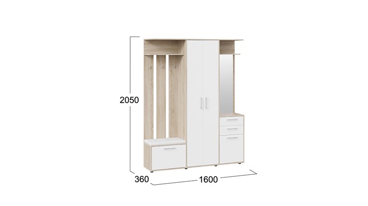 Набор мебели для прихожей Витра тип 2 (Дуб сонома/Белый ясень) в Нижневартовске - изображение 6