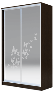 Шкаф 2-х створчатый 2400х1500х420 два зеркала, "Бабочки" ХИТ 24-4-15-66-05 Венге Аруба в Нягани