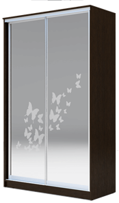 Шкаф 2-х дверный 2200х1200х620 два зеркала, "Бабочки" ХИТ 22-12/2-66-05 Венге Аруба в Ханты-Мансийске