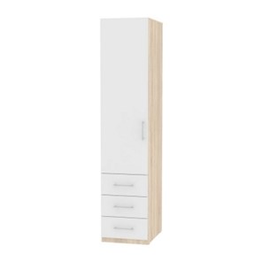 Распашной шкаф Риал (H19) 198х45х45 ручка рейлинг, Белый/ДСС в Лангепасе