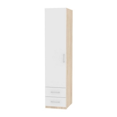 Шкаф распашной Риал (H20) 198х45х45 ручка рейлинг, Белый/ДСС в Сургуте - изображение