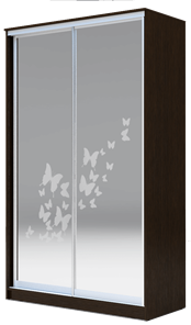 Шкаф 2-х дверный 2300х1362х420 два зеркала, "Бабочки" ХИТ 23-4-14-66-05 Венге Аруба в Ханты-Мансийске