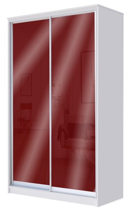 Шкаф 2200х1362х420 с цветным стеклом ХИТ 22-4-14-22 Бургунд 312, Белый в Лангепасе - изображение