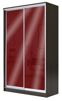 Шкаф-купе 2-х створчатый 2200х1682х420 с цветным стеклом ХИТ 22-4-17-22, Бургунд 312, Венге в Лангепасе - изображение