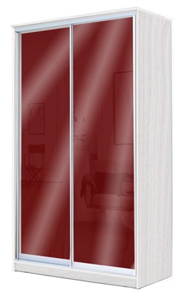 Шкаф 2200х1682х420 с цветным стеклом ХИТ 22-4-17-22, Бургунд 312, Ясень анкор светлый в Лангепасе - изображение
