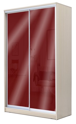 Шкаф 2-х створчатый 2200х1682х620 с цветным стеклом ХИТ 22-17-22, Бургунд 312, Дуб млечный в Сургуте - изображение