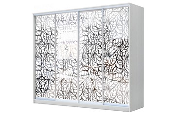 Шкаф 24-4-24/2-6666, Пескоструйный рисунок "Лист", Белый в Урае
