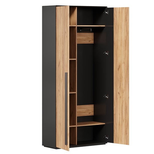 Шкаф для прихожей 2-дверный Неаполь ЛД.134050.000 (Черный/Дуб Золотой) в Лангепасе - изображение 1
